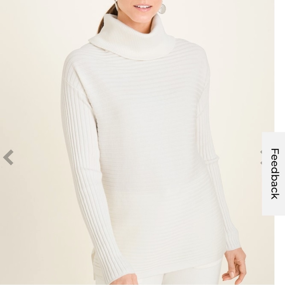 Chico’s Zenergy Cotton-Cashmere Blend Cozy Ribbed Sweater size 1 (us m)